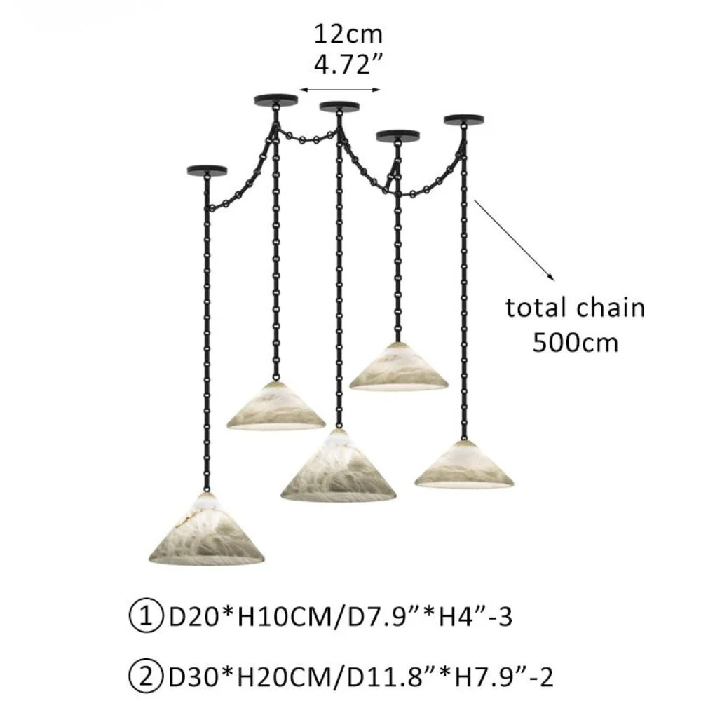 Multi-Head Matte White Alabaster Cone Hanging Kitchen Pendant Light - Image 17