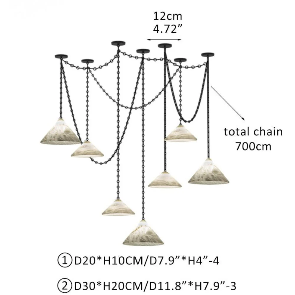 Multi-Head Matte White Alabaster Cone Hanging Kitchen Pendant Light - Image 18