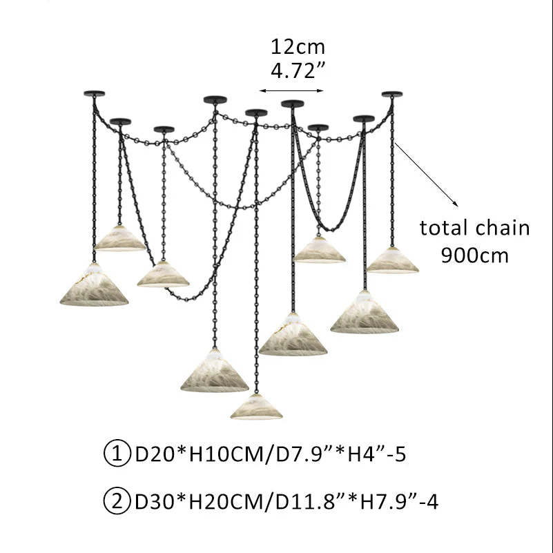 Multi-Head Matte White Alabaster Cone Hanging Kitchen Pendant Light - Image 19