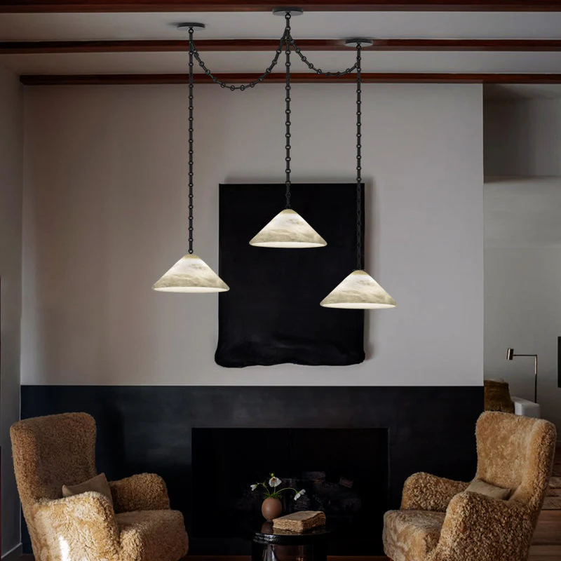 Multi-Head Matte White Alabaster Cone Hanging Kitchen Pendant Light - Image 4