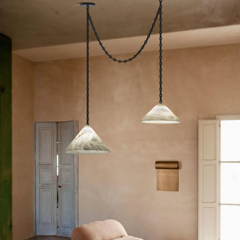 Multi-Head Matte White Alabaster Cone Hanging Kitchen Pendant Light - Image 5