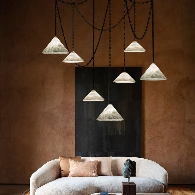 Multi-Head Matte White Alabaster Cone Hanging Kitchen Pendant Light - Image 6