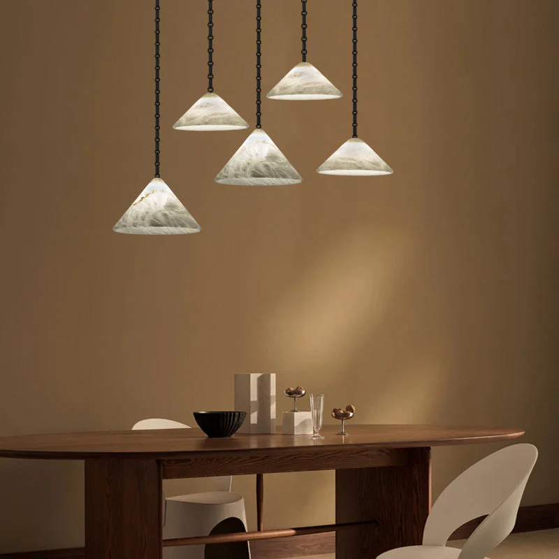 Multi-Head Matte White Alabaster Cone Hanging Kitchen Pendant Light - Image 7