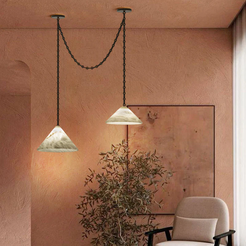 Multi-Head Matte White Alabaster Cone Hanging Kitchen Pendant Light - Image 9