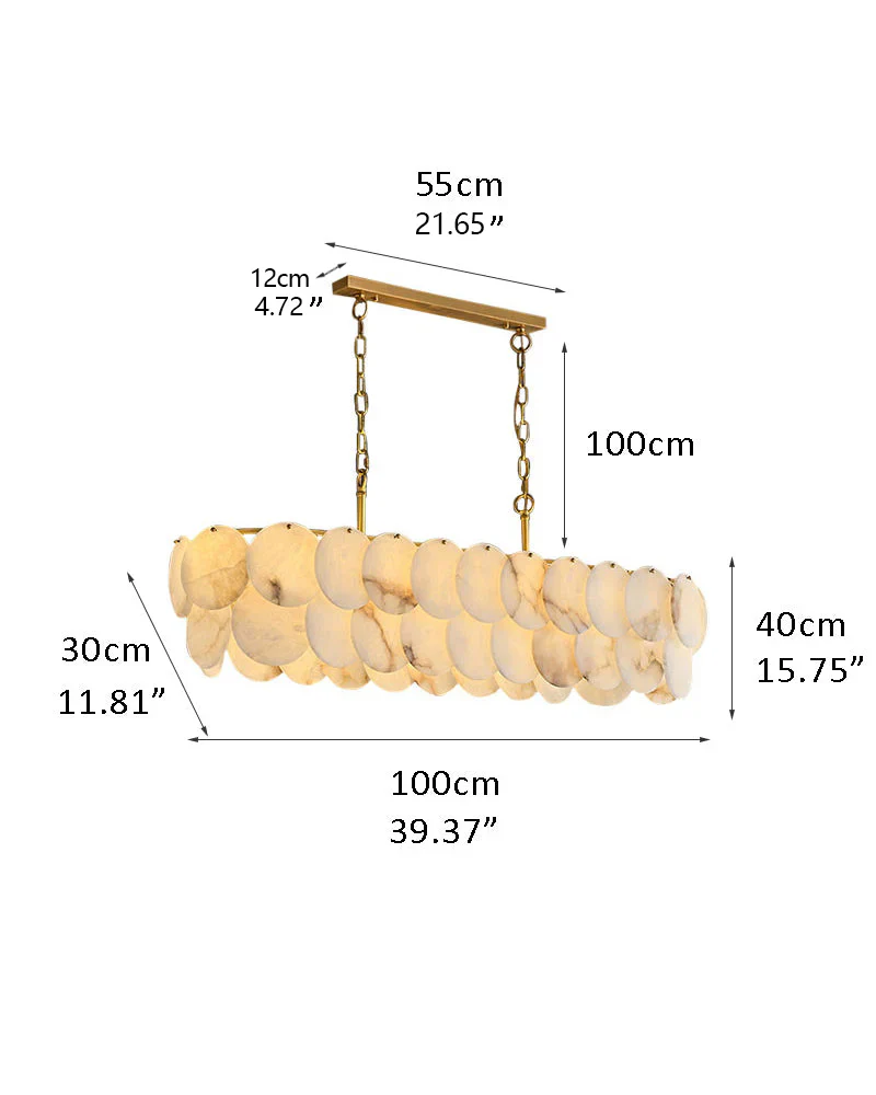 Multi layers Spanish White Alabaster Shell Marble Chandelier lamp in Brass - Image 24