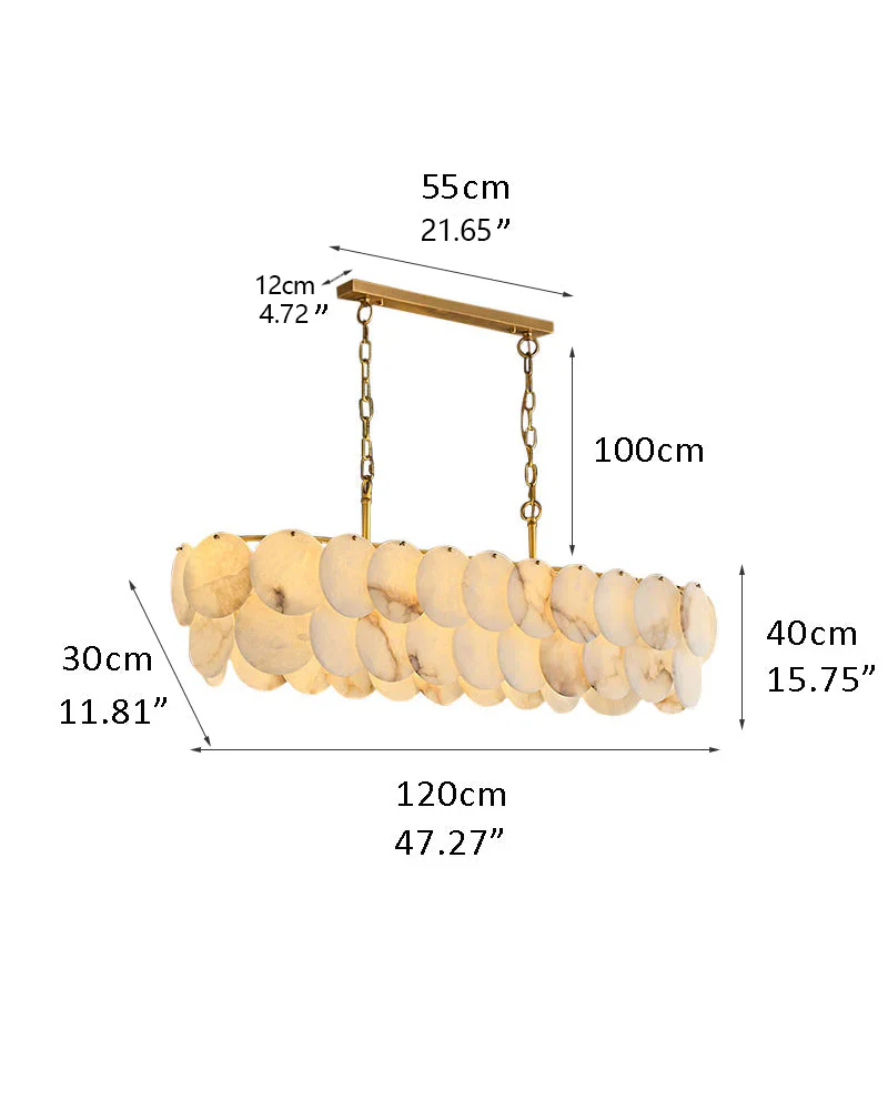 Multi layers Spanish White Alabaster Shell Marble Chandelier lamp in Brass - Image 25