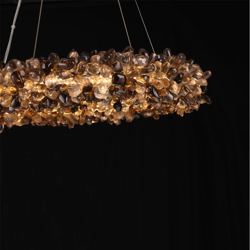 Multiple Size Modern Smoky Rock Crystal Halo LED Chandelier Pendant Light - Image 2