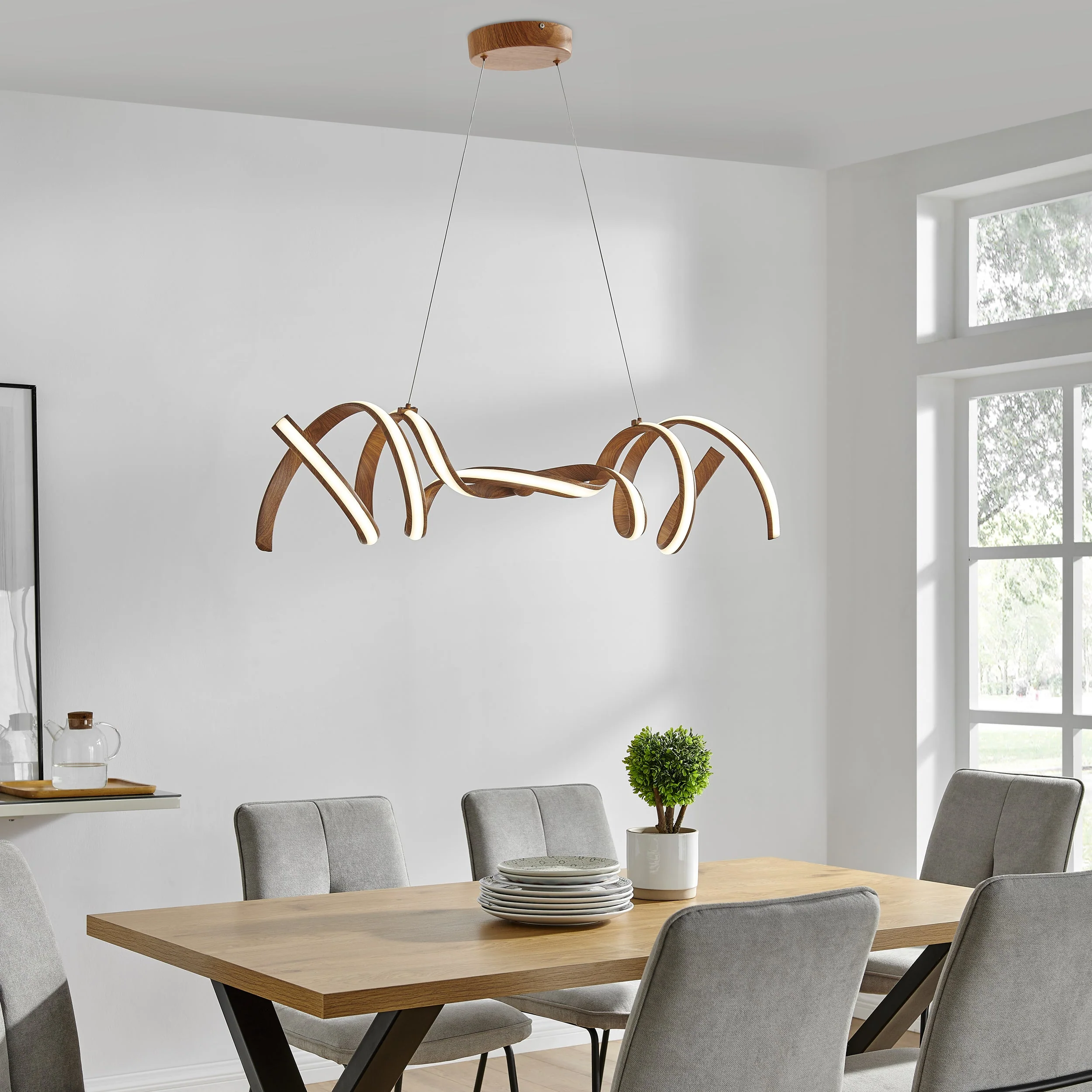 Munich LED Horizontal Chandelier // Wood