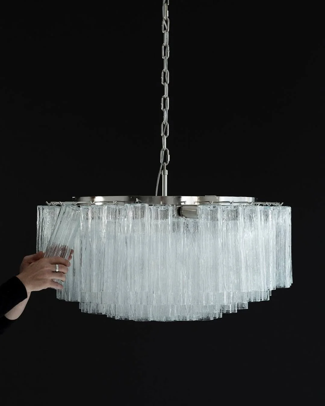 Murano Chandelier – 101 Tuber – Textured – Transparent - Image 2