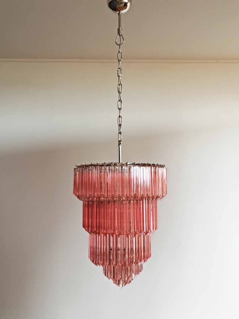 Murano Chandelier – 112 prisms – Pink - Image 12