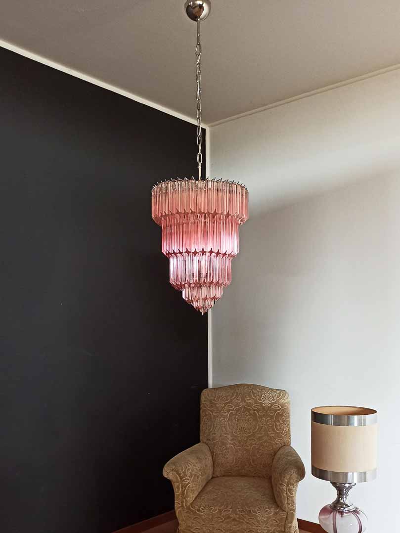 Murano Chandelier – 112 prisms – Pink - Image 13