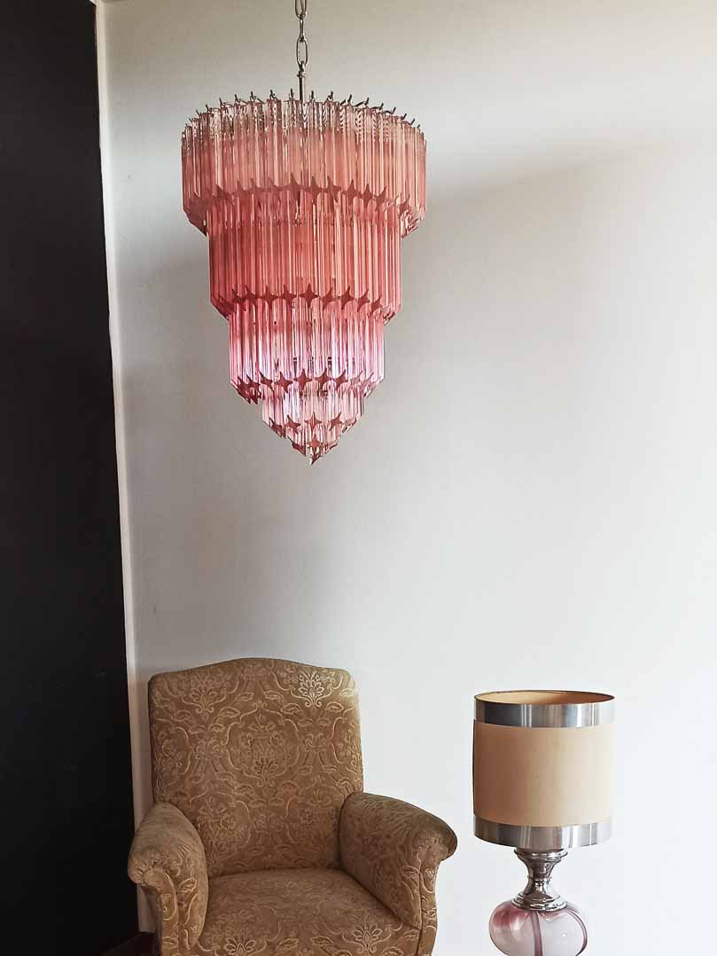 Murano Chandelier – 112 prisms – Pink - Image 16