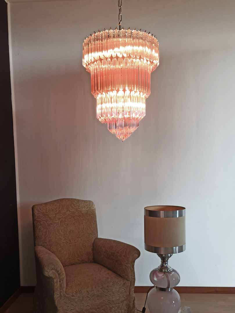 Murano Chandelier – 112 prisms – Pink - Image 19