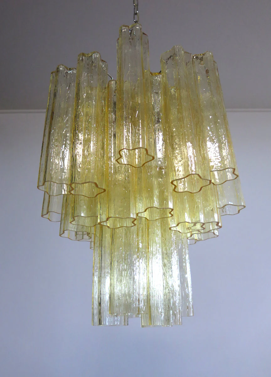 Murano Chandelier | 30 Yellow Glass Tubes - Image 2