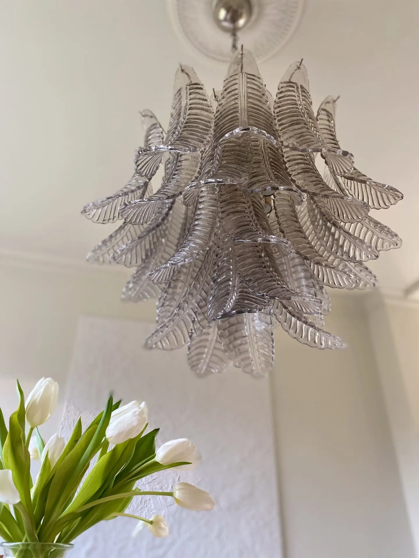 Murano Chandelier – 36 glass leaves – Smoked - Image 4