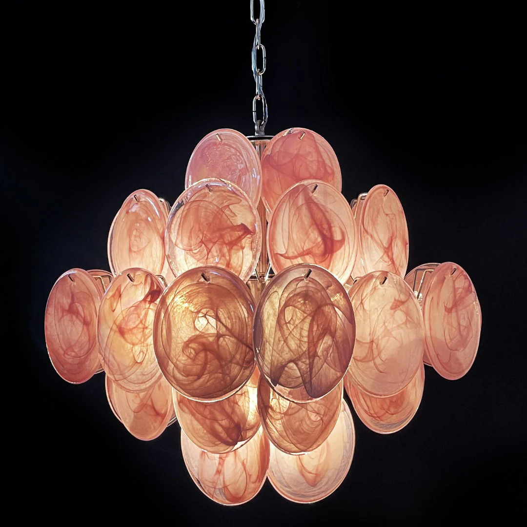 Murano Chandelier 36 Pink Disks - Image 20