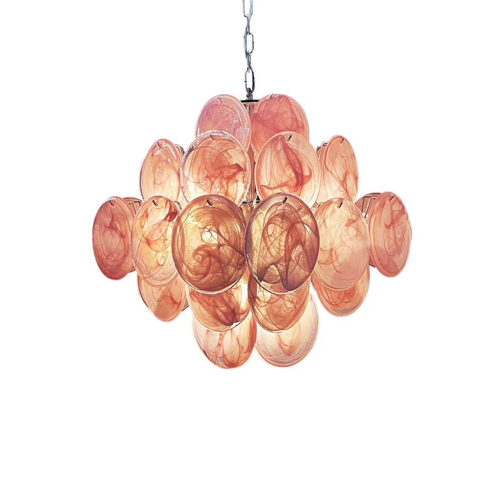 Murano Chandelier 36 Pink Disks - Image 3