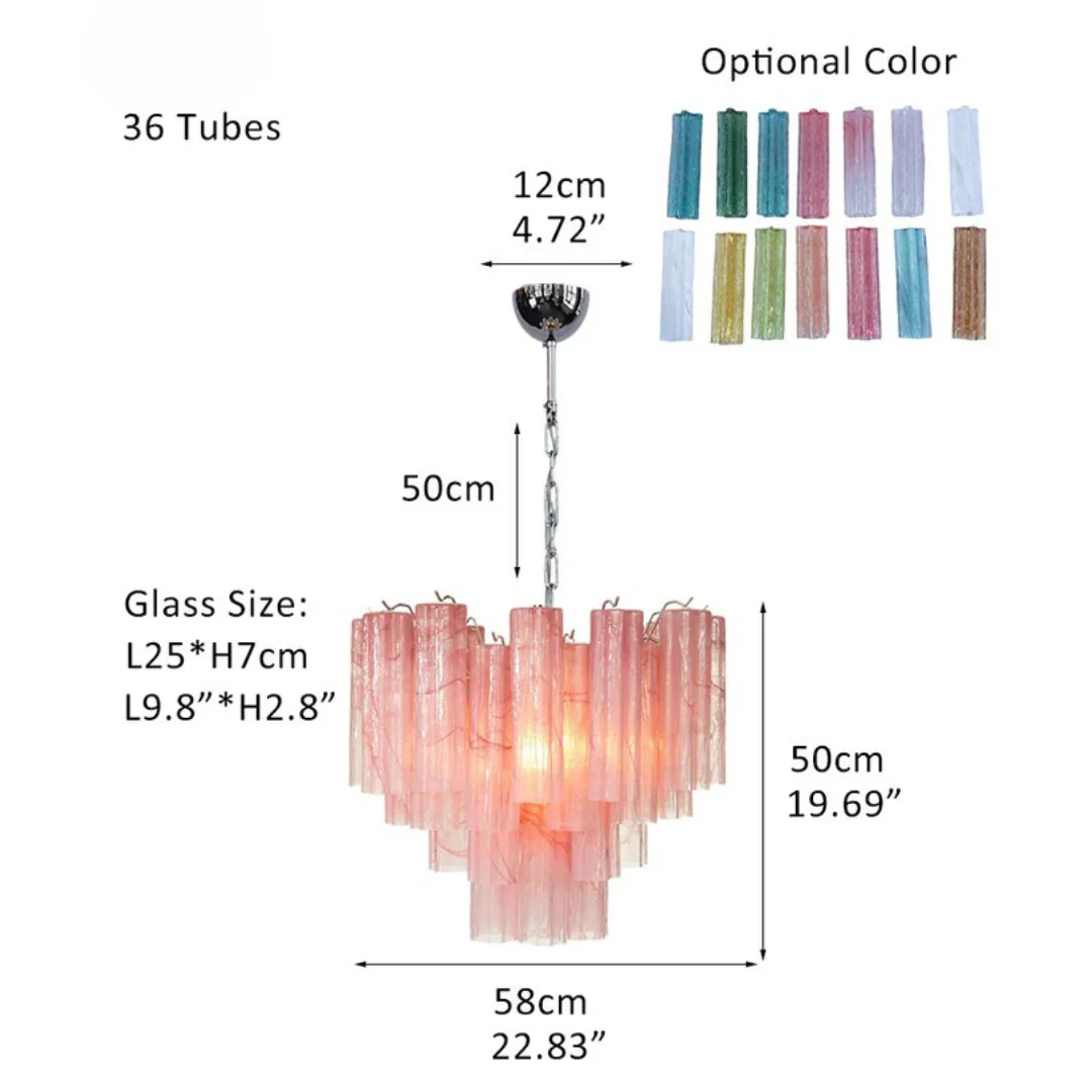 Murano Chandelier – 36 tubes – Alabaster Pink - Image 9