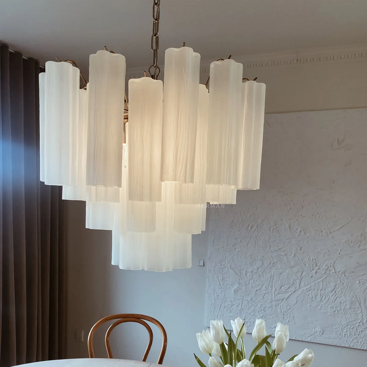 Murano Chandelier – 36 tubes – Matte white - Image 3