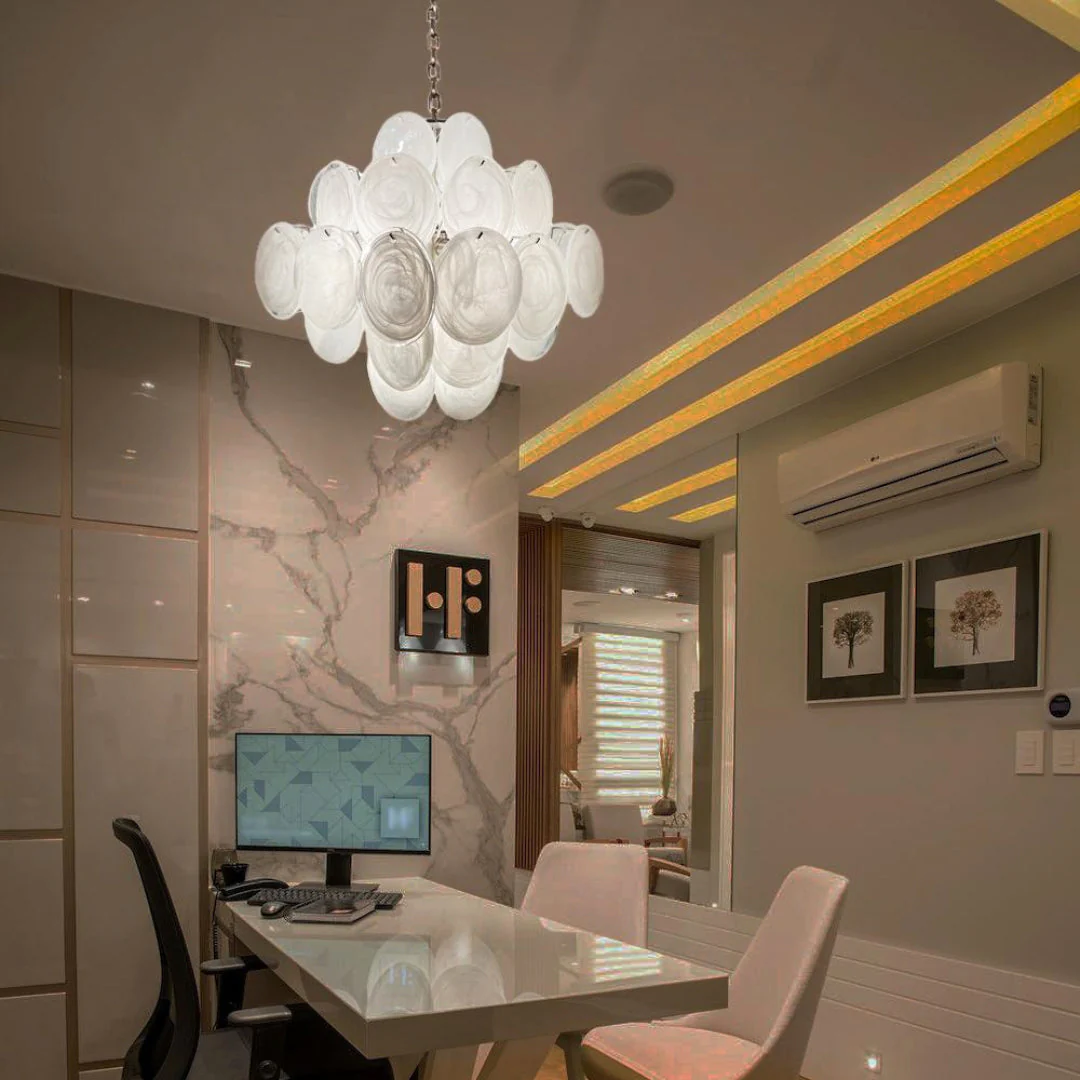 Murano Chandelier 36 White Disks - Image 15