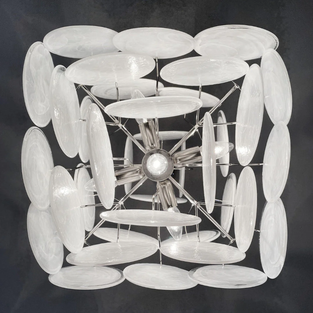 Murano Chandelier 36 White Disks - Image 21