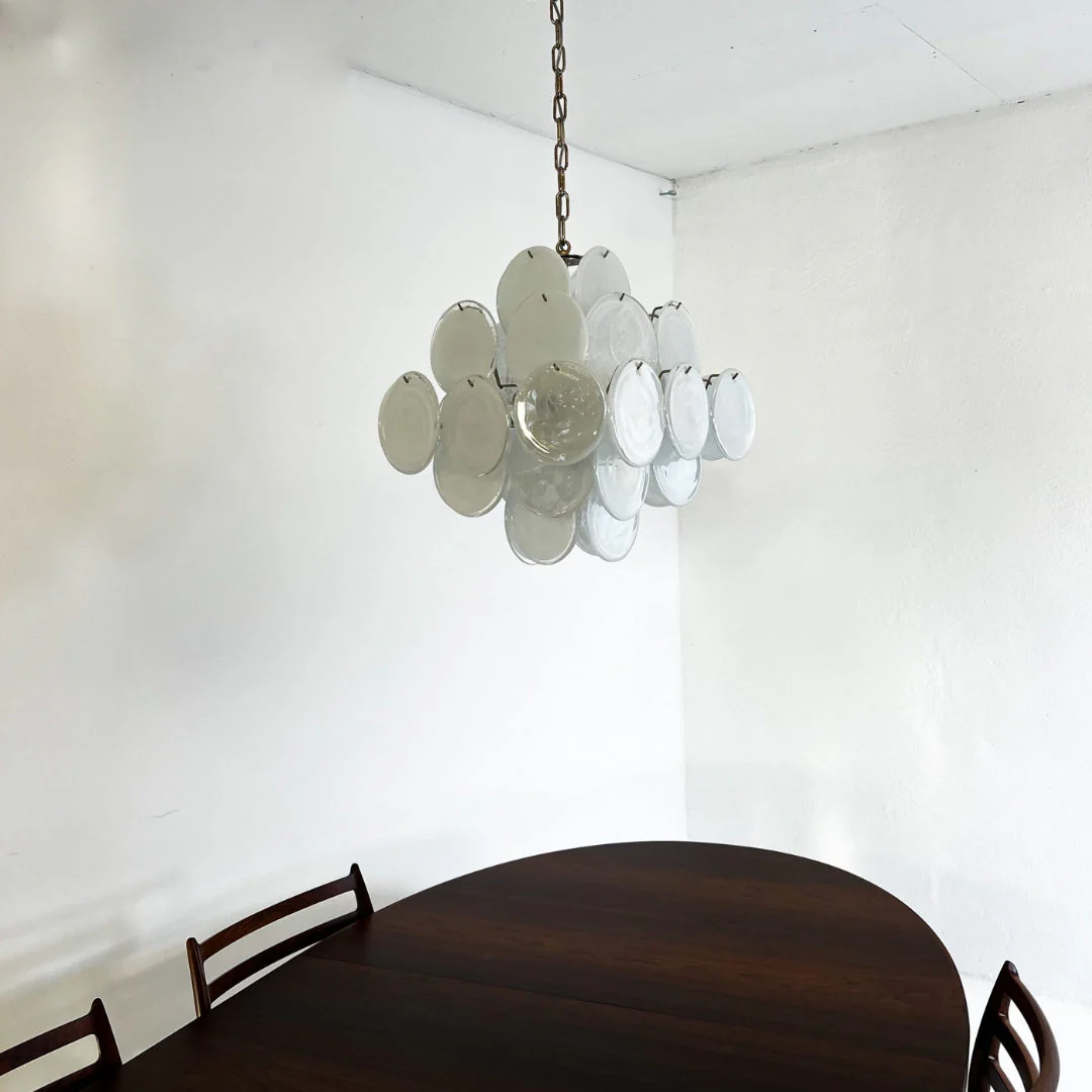 Murano Chandelier 36 White Disks - Image 5