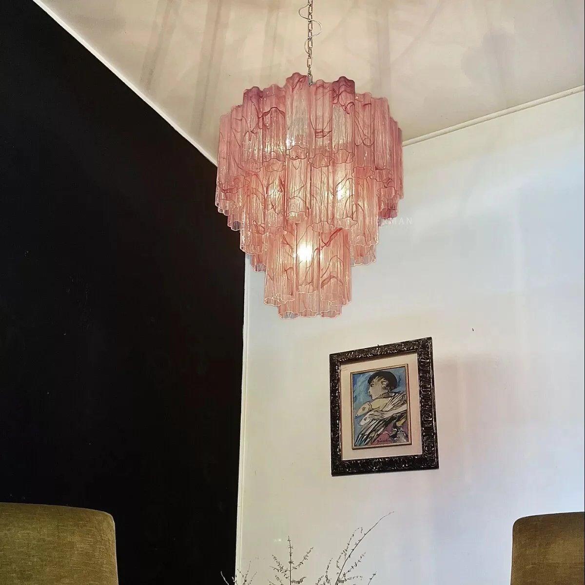 Murano Chandelier – 48 tubes – Alabaster Pink - Image 10