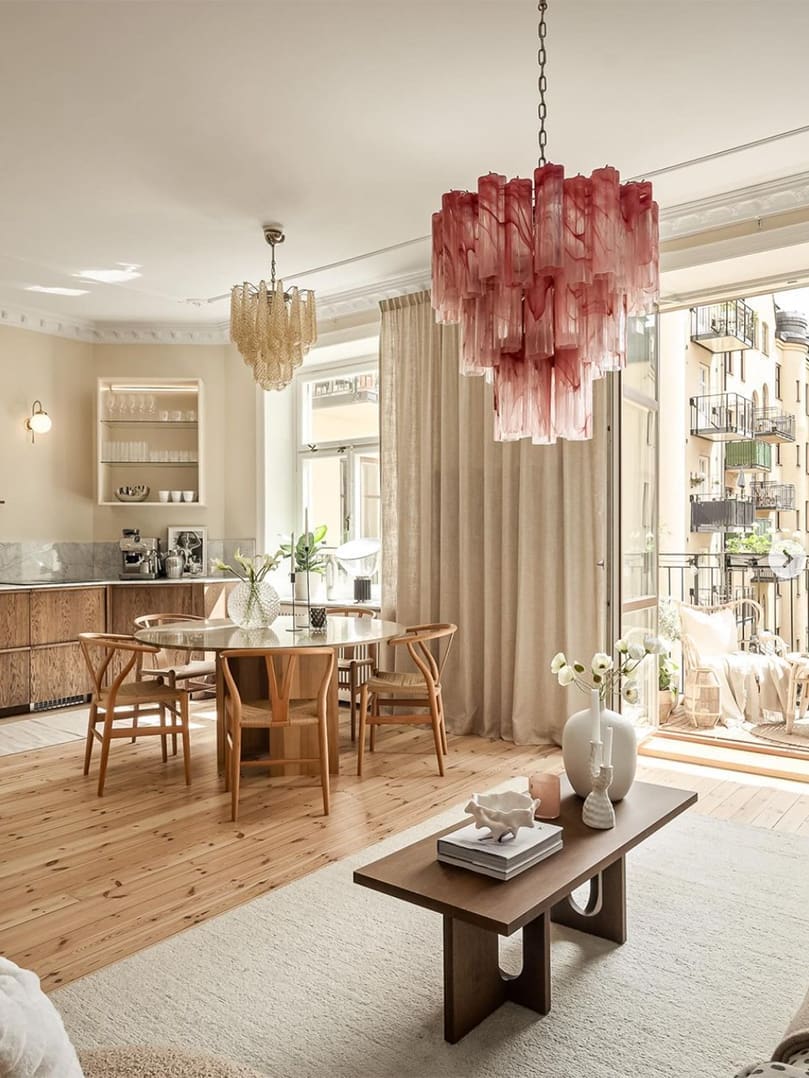 Murano Chandelier – 48 tubes – Alabaster Pink - Image 13