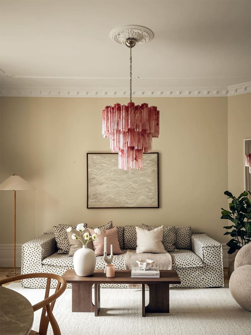 Murano Chandelier – 48 tubes – Alabaster Pink - Image 14