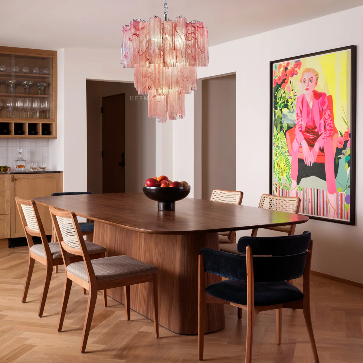 Murano Chandelier – 48 tubes – Alabaster Pink - Image 3