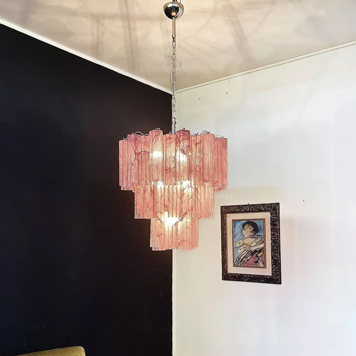 Murano Chandelier – 48 tubes – Alabaster Pink - Image 8