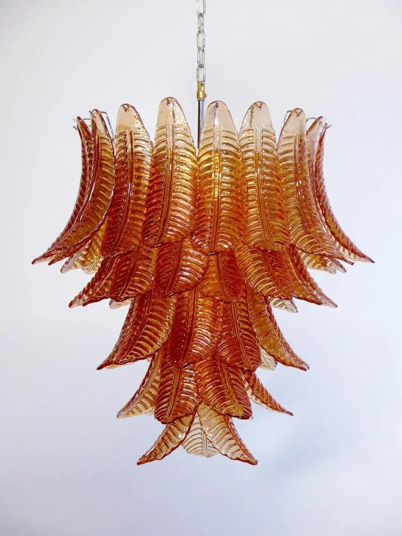 Murano Chandelier – 52 glass leaves – Amber - Image 2