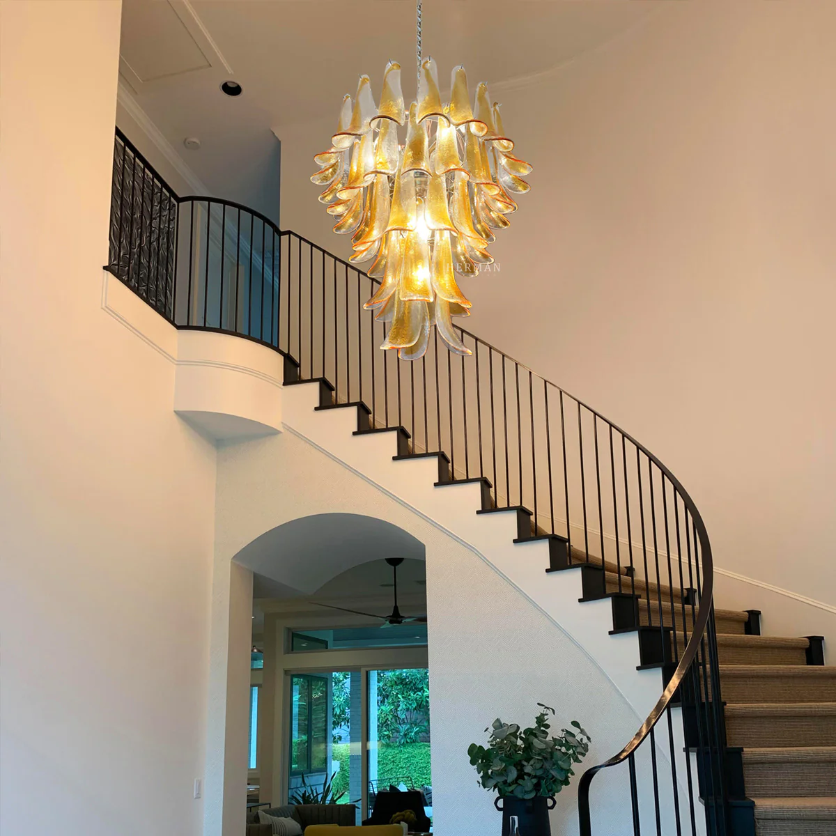 Murano Chandelier – 52 petals – Amber - Image 2