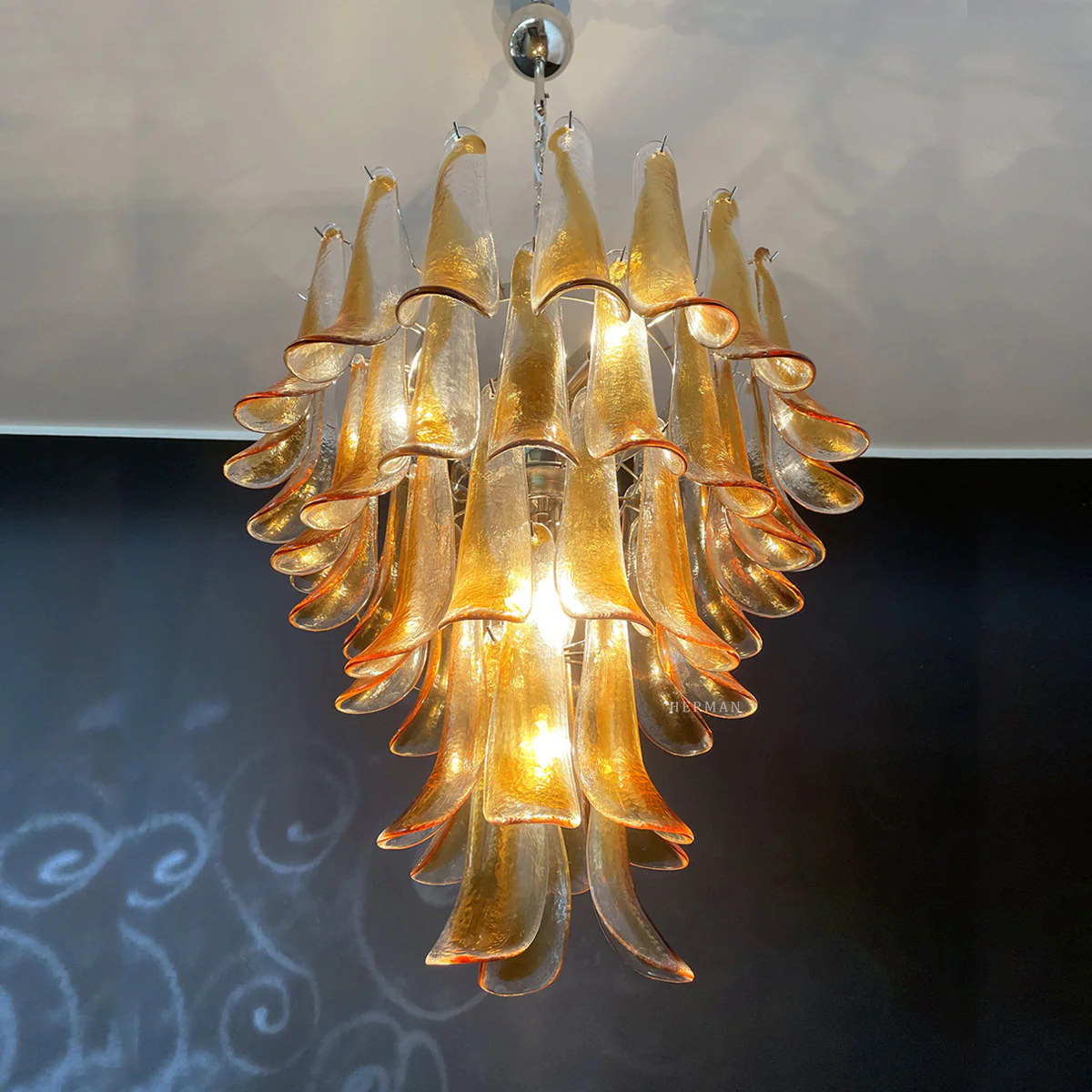 Murano Chandelier – 52 petals – Amber - Image 3