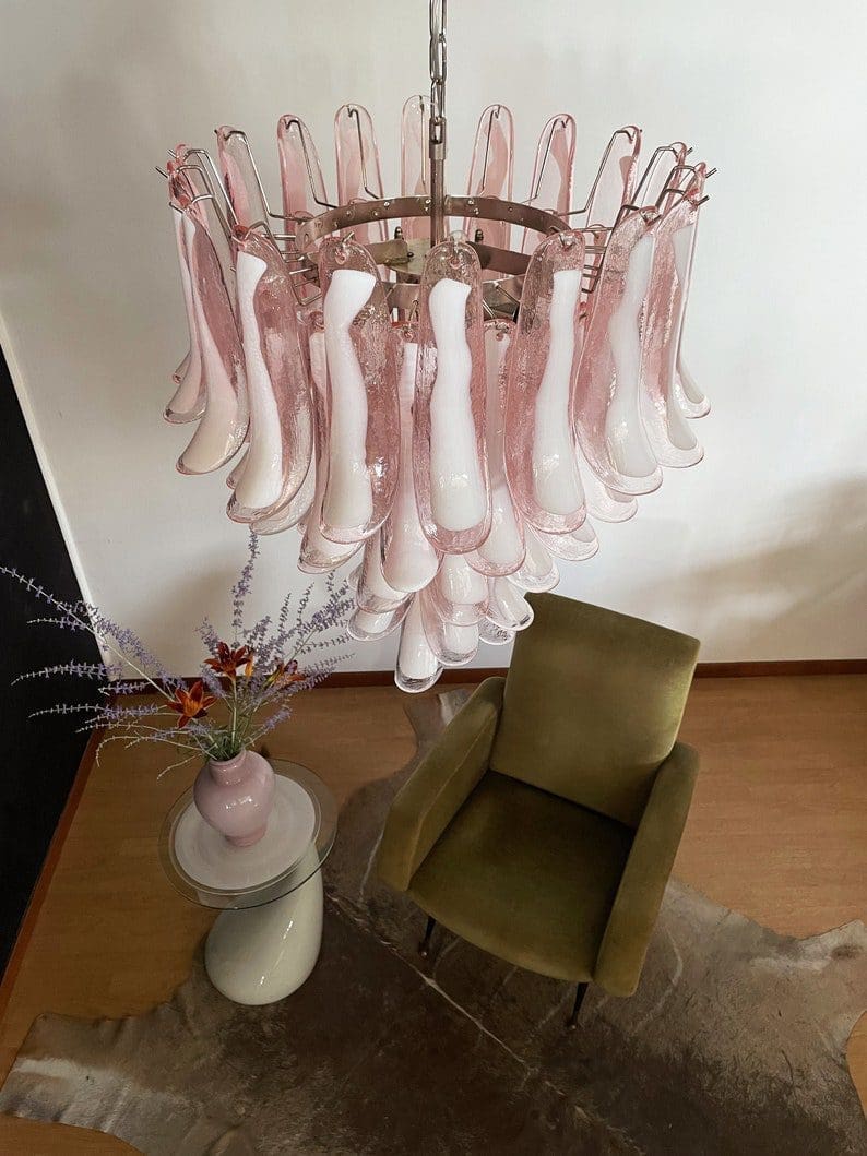 Murano Chandelier – 52 petals – Pink - Image 17