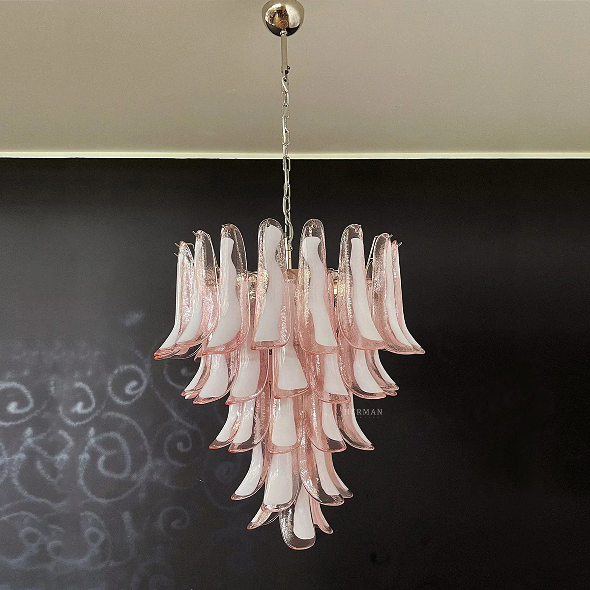 Murano Chandelier – 52 petals – Pink - Image 3