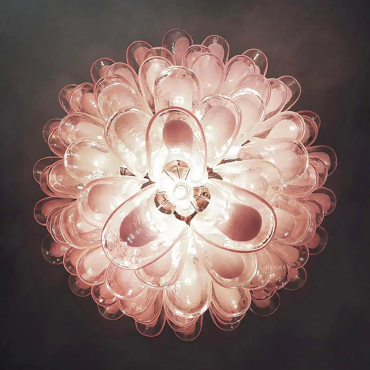 Murano Chandelier – 52 petals – Pink - Image 9