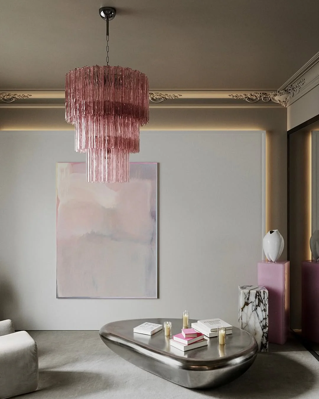 Murano Chandelier – 52 tubes – Pink
