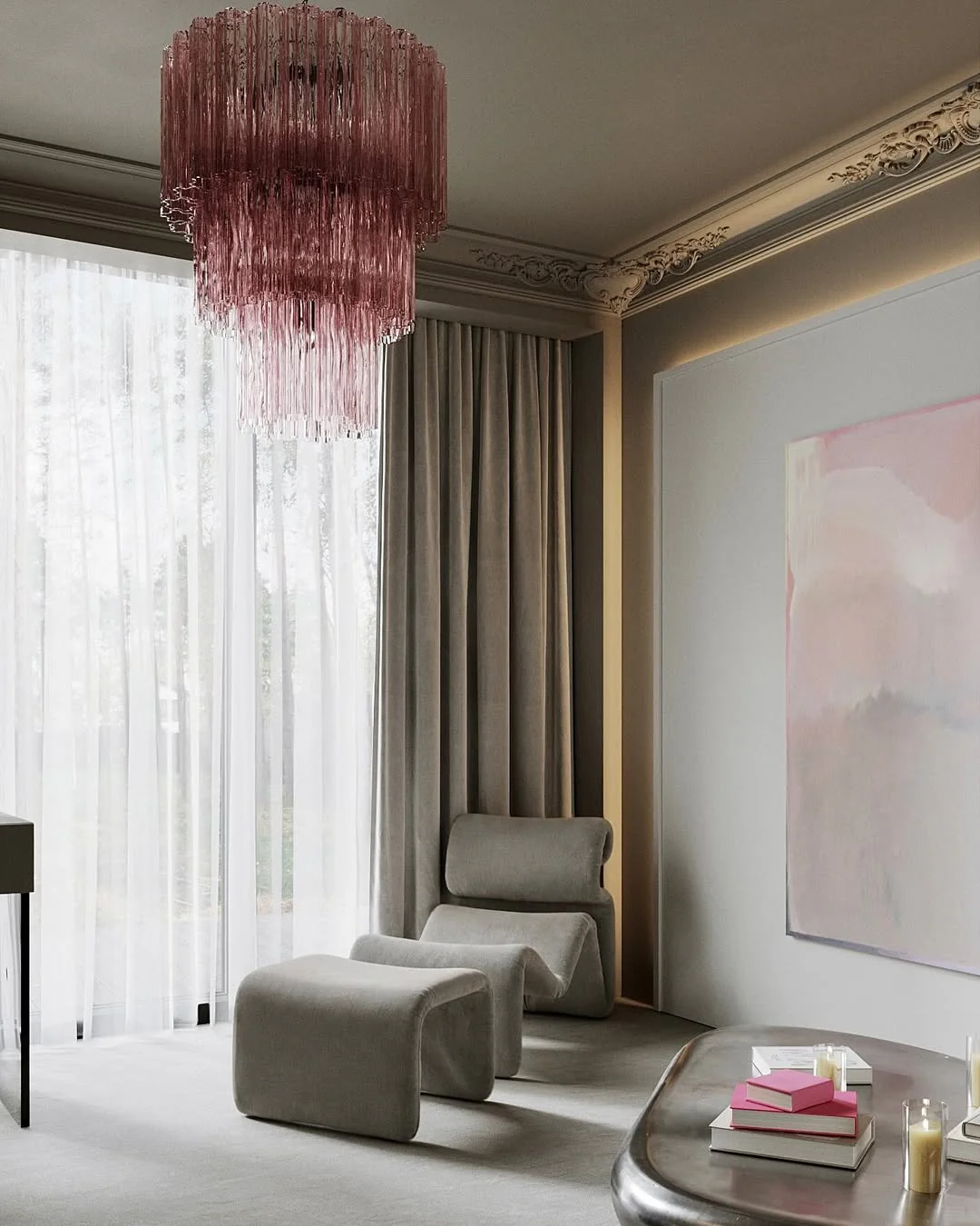 Murano Chandelier – 52 tubes – Pink - Image 2