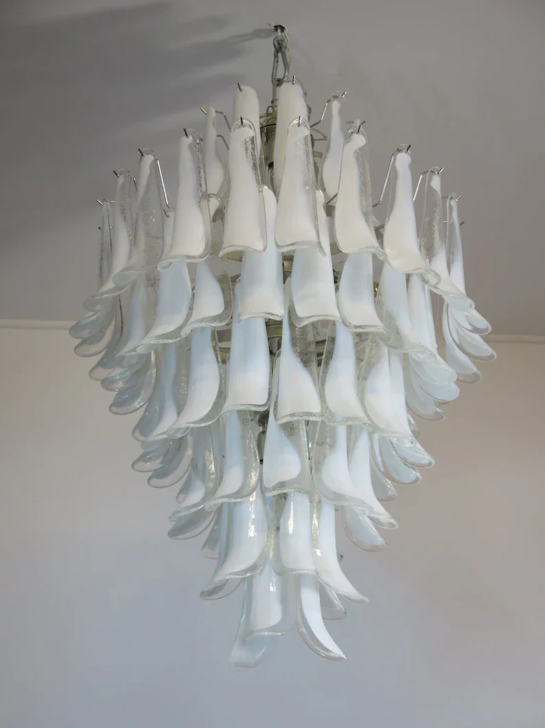 Murano Chandelier – 85 petals – White/Transparent - Image 3