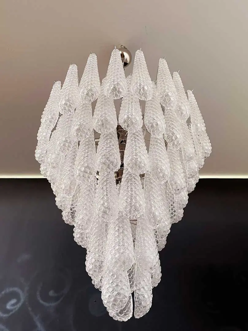 Murano Chandelier – Drop – 85 glasses – Transparent - Image 3