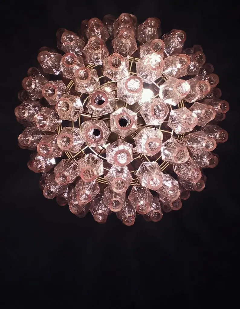 Murano Chandelier – Poliedri -140 glass – Pink - Image 3