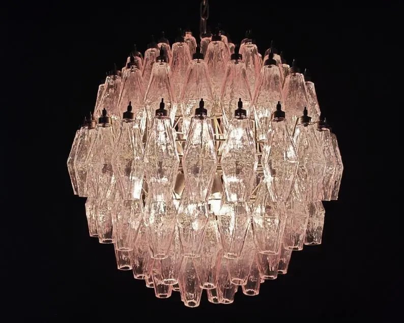 Murano Chandelier – Poliedri -140 glass – Pink - Image 4