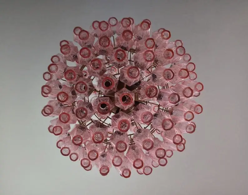 Murano Chandelier – Poliedri -140 glass – Pink - Image 6