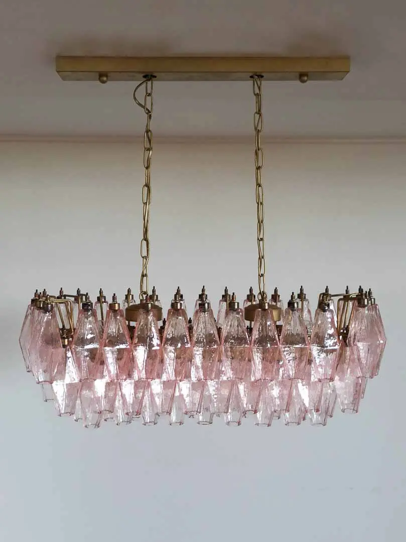 Murano Chandelier – Poliedri – 84 glasses – Pink - Image 11