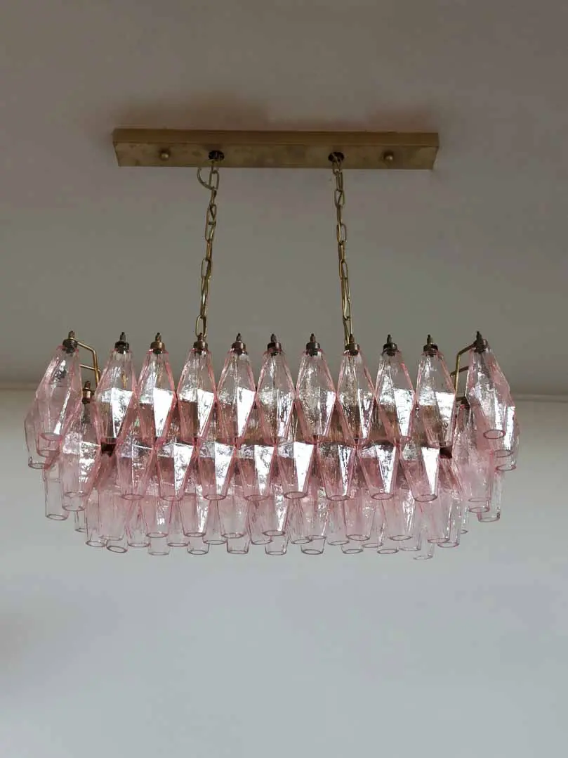 Murano Chandelier – Poliedri – 84 glasses – Pink - Image 12