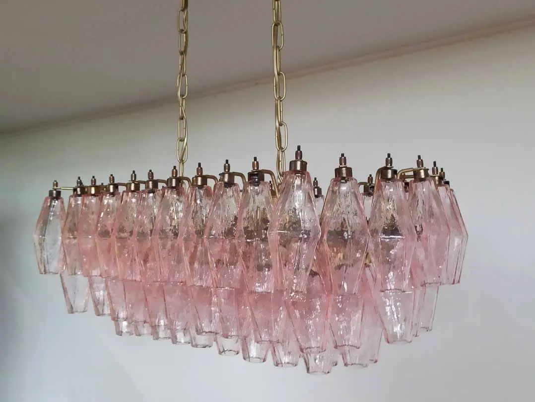 Murano Chandelier – Poliedri – 84 glasses – Pink - Image 14