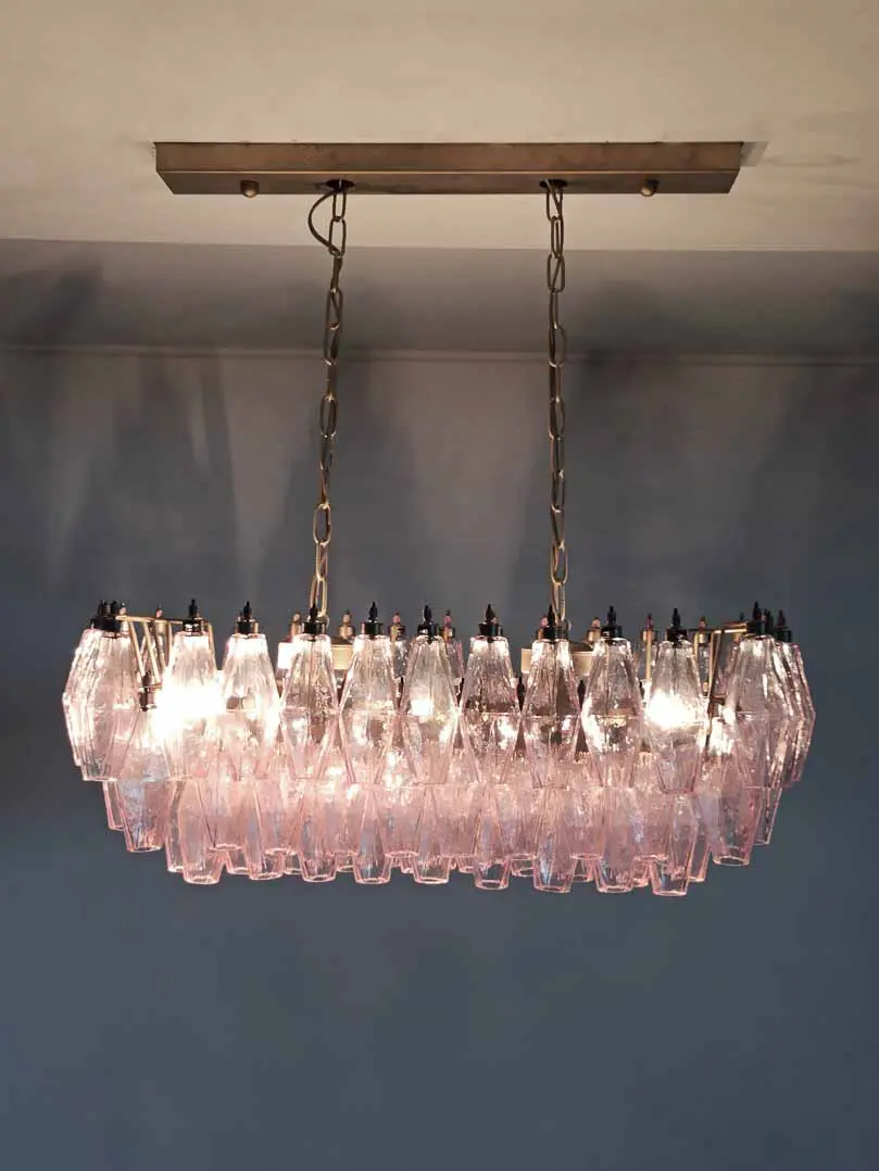 Murano Chandelier – Poliedri – 84 glasses – Pink - Image 15