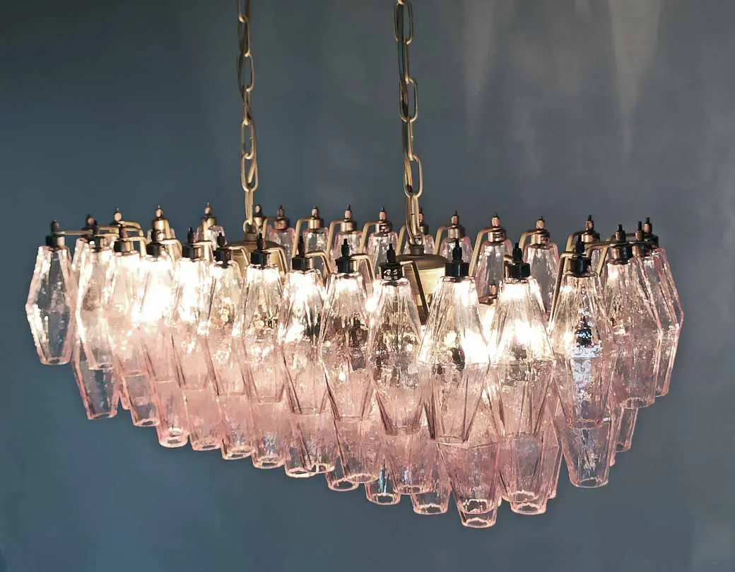 Murano Chandelier – Poliedri – 84 glasses – Pink - Image 18