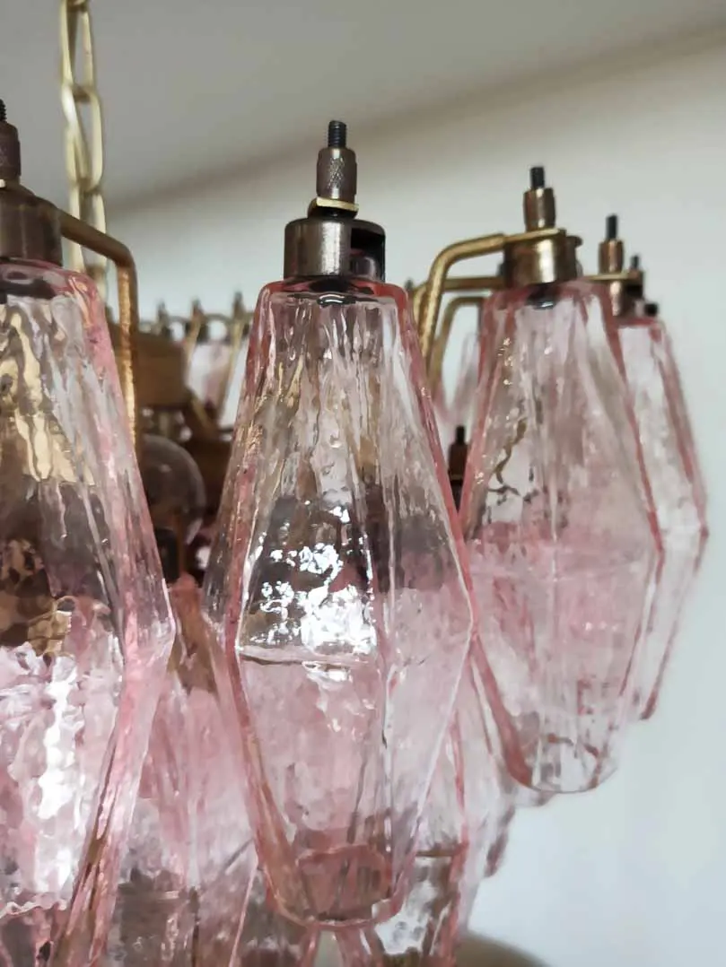 Murano Chandelier – Poliedri – 84 glasses – Pink - Image 9